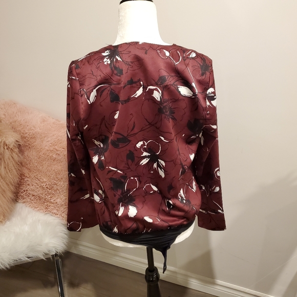 New Burgundy floral bodysuit - Picture 2 of 3